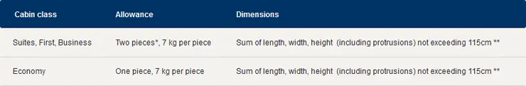 cabin luggage size singapore airlines
